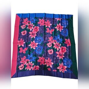Beautiful Vintage Floral Scarf Pink and Blue Floral Pattern.